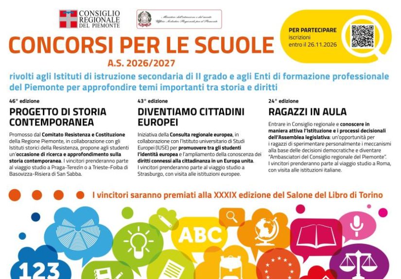 Aperte le iscrizioni ai concorsi per le scuole del Consiglio regionale per l’anno scolastico 2026-2027